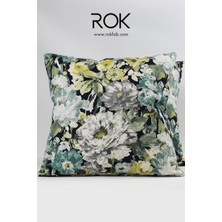 Rokfab Çiçek Desenli Kırlent Kılıfı 45X45 cm Dekoratif Yastık Kılıfı