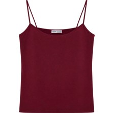 Vadon 1007 Kadın Pamuklu Slim Fit Ince Askılı Yumuşak Dokulu Basic Atlet Body Bordo