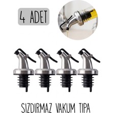 Dolkin Home 4'lü Akıtmaz Kapaklı Şişe Ucu Yağdanlık Tıpa Silikon Yağ Dökme Aparatı Gümüş Renkli Sızdırmaz Yağlık Tıpası Ağızlık