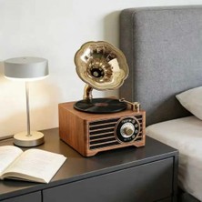 Everton RT-603 Nostaljik Gramofon Tasarım Bluetooth Hoparlör Şarjlı Fm Radyo USB Tf Kartlı Müzik Çalar