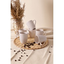 Keramika Reaktif Krem Bulut Line Kupa 9 cm 6 Adet Q59