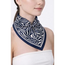 Tarzını Seç Mavi Zebra Fular / Bandana / Aksesuar 48X48 cm