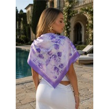 Tarzını Seç Lavanta Desenli Fular / Bandana 70X70 cm