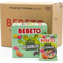 Bebeto Ekşi Solucan Yumuşak Şeker Jelibon 80 G  12 Adet x 6