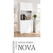Nova 90X210 cm Çok Amaçlı Dolap Kahve Köşesi Mutfak Düzenleyici Beyaz