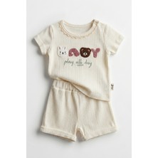 Joy Kids Kız Bebek %100 Pamuk Süzene Nakışlı Günlük Takım (6-18AY)