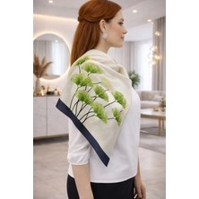 Tarzını Seç Lacivert Ginkgo Fular / Bandana / Aksesuar / Şal / Eşarp 70X70