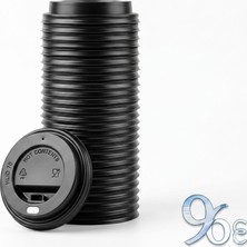 96 CC 7 Oz 100 Lü Siyah Sıcak Kapak Take A Way Karton Bardak Kapağı