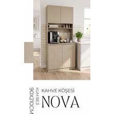 Nova 90X210 cm Çok Amaçlı Dolap Kahve Köşesi Mutfak Düzenleyici Kum Beji