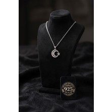 Roza Silver 925 Ayar Geleneksel Telkari El Işçiliği Ay Yıldız Gümüş Kolye (17X19MM)