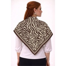 Tarzını Seç Kahverengi Zebra Fular / Bandana / Aksesuar / Eşarp 90X90 cm