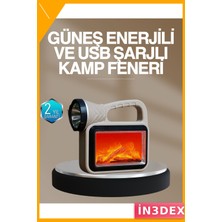 İn3dex Güneş Enerjili Alev Efektli Cob Kamp Lambası Taşınabilir