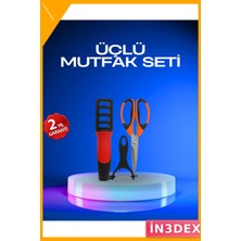 İn3dex 3 Parçalı Paslanmaz Çelik Mutfak Makas Seti Kesim Soyacak Bileyici