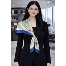 Tarzını Seç Lacivert Gül Fular / Bandana / Aksesuar / Şal / Eşarp 70X70