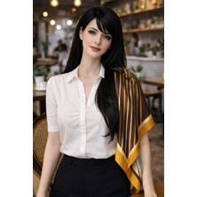 Tarzını Seç Kahverengi V Çizgi Fular / Bandana / Aksesuar / Şal / Eşarp 70X70