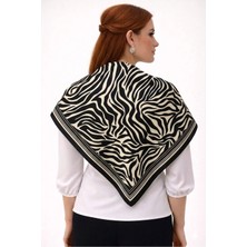 Tarzını Seç Siyah Zebra Fular / Bandana / Aksesuar / Eşarp 90X90 C