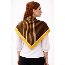 Tarzını Seç Kahverengi V Çizgi Fular / Bandana / Aksesuar / Eşarp 90X90 cm