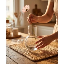 Leylart Borosilicat Cam Başucu Sürahisi Bardak Kapaklı Set 03