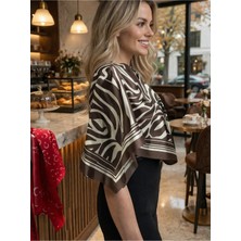 Tarzını Seç Kahverengi Zebra Fular / Bandana / Aksesuar / Şal / Eşarp 70X70
