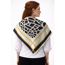 Tarzını Seç Siyah Mozaik Zincir Fular / Bandana / Aksesuar / Eşarp 90X90 cm