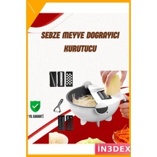 İn3dex Çok Fonksiyonlu Döner Rende ve Doğrayıcı Süzgeçli Hazne