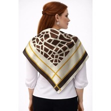 Tarzını Seç Kahverengi Mozaik Zincir Fular / Bandana / Aksesuar / Eşarp 90X90 cm