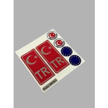 Oto Süslen 3 D Kabartmalı Sticker Plaka Seti Tr Mavili
