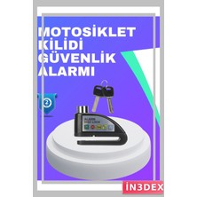 İn3dex Su Geçirmez Alarmlı Disk Kilidi 110DB Motosiklet Scooter Bisiklet