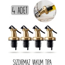 Dolkin Home 4'lü Akıtmaz Kapaklı Şişe Ucu Yağdanlık Tıpa Silikon Yağ Dökme Aparatı Gümüş Renkli Sızdırmaz Yağlık Tıpası Ağızlık