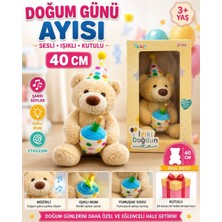 Luminoo Sesli Işıklı Doğum Günü Ayısı 40 cm Kutulu Peluş Ayı