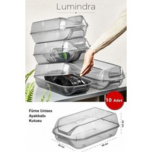 Lumindra  Füme Renk Hava Alan Kilit Kapak Ayakkabı Saklama Kutusu 10 Adet