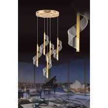 Vav Avize Modern Sarmal Tasarım 5'li Eskitme Sarkıt Avize – 3 Renk (Beyaz, Sarı, Günışığı) + 3 Spotlu LED Avize