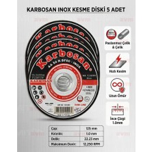 Karbosan Inox Paslanmaz Çelik Kesme Diski 125X1.0X22.23 mm 5 Adet