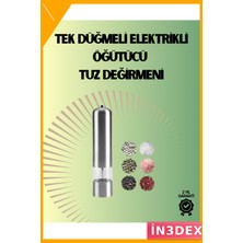 İn3dex Otomatik Baharat Değirmeni Sessiz Çelik Öğütücü Pilli