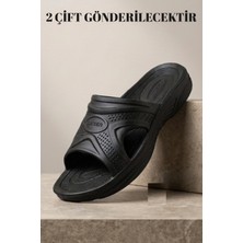 Liarca 2 Adet Gönderilecektir - Hydroflex Unisex Siyah Anatomik Destekli Yumuşak Taban Plaj Havuz Terliği - Günlük Hafif Islak Zemin Kaymaz Ev ve Dış Mekan Spor Banyo Terlik