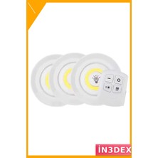 İn3dex 3'lü Uzaktan Kumandalı LED Lamba Beyaz Işık Yapışkanlı