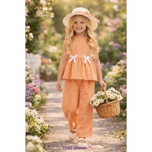 Lovinya Kids Kız Çocuk Pötikareli Alt-Üst Takım Şapkalı (3lü Set)