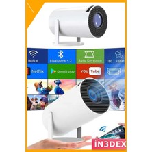 İn3dex Taşınabilir Mini Projektör 720P Android 11 Wifi HDMI USB 40-130 Inç