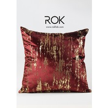 Rokfab Baskılı Desenli Kırmızı Kırlent Kılıfı 45X45 cm Dekoratif Yastık Kılıfı