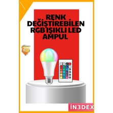 İn3dex 16 Renkli Rgb LED Ampul Uzaktan Kumandalı E27 15W