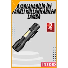 İn3dex USB Şarjlı 2500 Lümen Cob LED El Feneri Uzun Menzilli Kamp