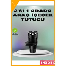 İn3dex Çift Bardak Tutucu 360° Dönebilen Ayarlanabilir Oto Aksesuarı