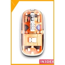 İn3dex Çift Modlu Kablosuz Fare 2.4ghz Bluetooth 5.0 Şeffaf Şarj Edilebilir Sessiz
