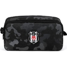Beşiktaş Lisanslı Kamuflajlı Kalemlik - Siyah 2 Bölmeli Kalem Çantası