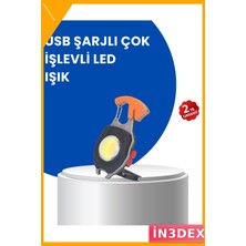 İn3dex LED Işıklı Çok Fonksiyonlu Anahtarlık Düdük Şişe Açacağı USB Şarjlı