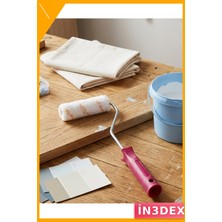 İn3dex 10 cm Mini Boya Rulosu Seti 6 Yedek Rulo Hediyeli Duvar Boyama Fırçası