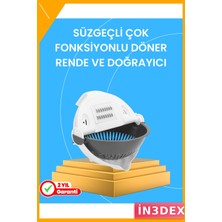 İn3dex 5 Fonksiyonlu Döner Süzgeçli Rende ve Dilimleyici Mutfak Aparatı