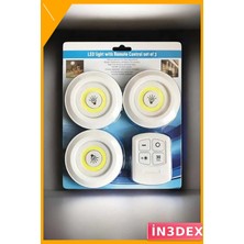 İn3dex Kablosuz Pilli Dolap Altı LED Işık Uzaktan Kumandalı Yapışkanlı