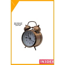 İn3dex Bronz Metal Masa Saati 17X12 cm Sessiz Mekanizma Dekoratif