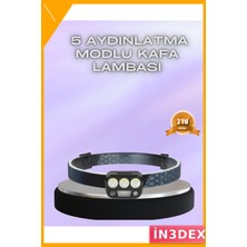 İn3dex El Hareket Sensörlü LED Kafa Feneri 5 Mod Ayarlanabilir 300 Lümen USB Şarjlı